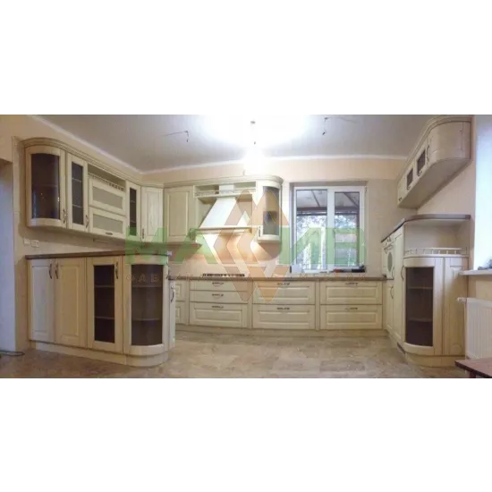 Кухни МДФ в натуральном шпоне Кухня с фасадами «Дуэт Квадрат» цвет ТИК