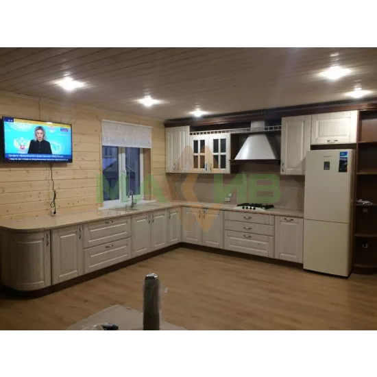 Кухни МДФ в натуральном шпоне Кухня с фасадами «Дуэт Квадрат» цвет ТИК