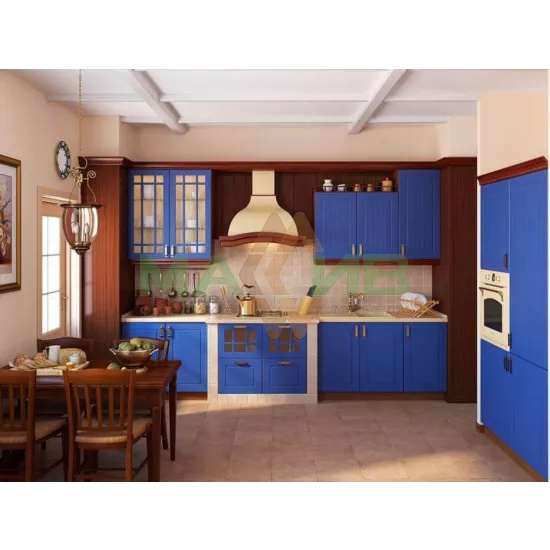 Кухни МДФ эмалированные Кухня с фасадами МДФ эмаль шлянец + шпон «Эвкалипт» в глянце